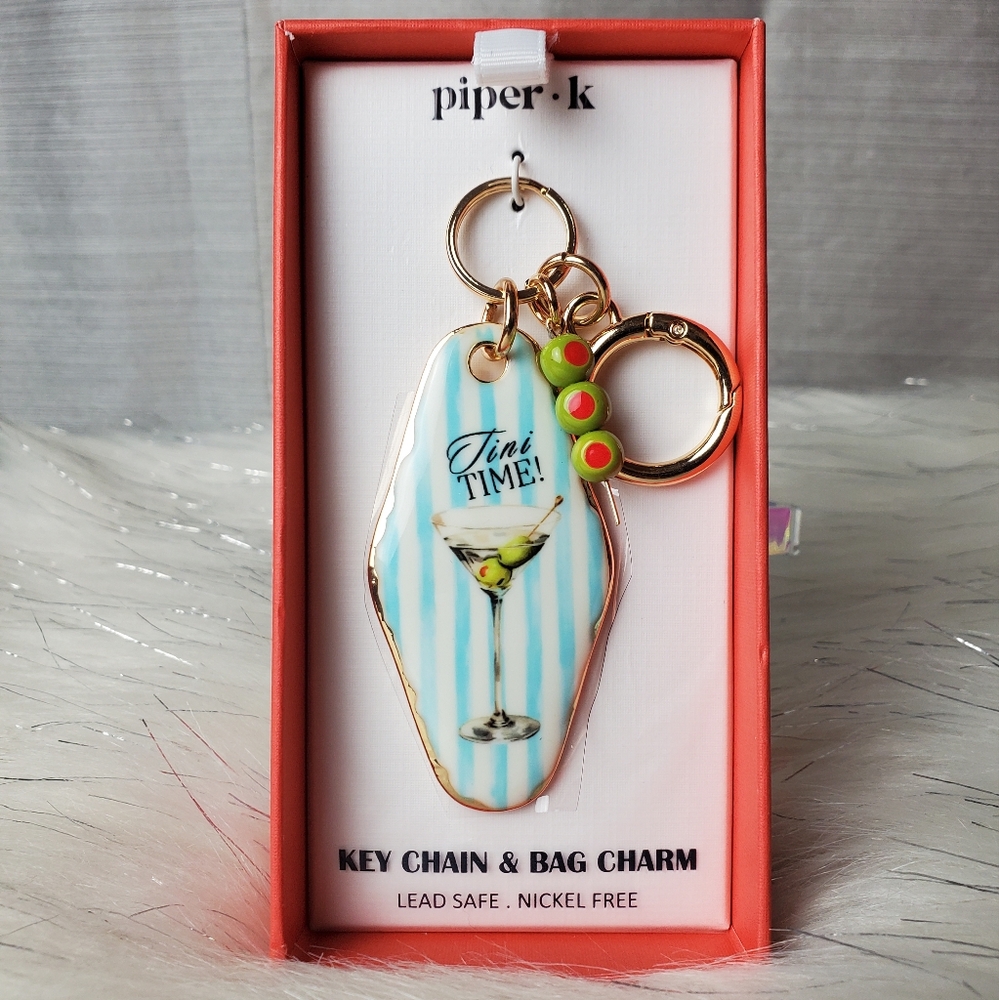 PIPER K "Tini Time" martini olives handbag Keychain Charm